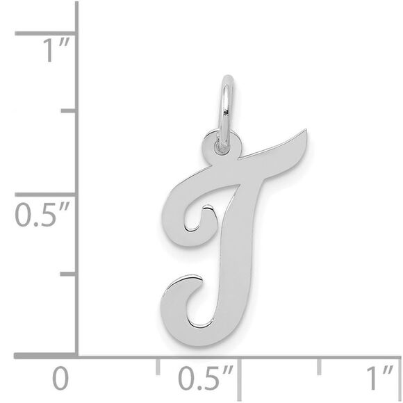 14k White Gold, Madison Collection, Medium Script Initial T Pendant - Picture 4 of 5